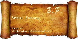 Beksi Patony névjegykártya